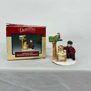 Dickensvale Collections Porcelain Waiting for Mailman w/ Dog & Boy Figurine 1991